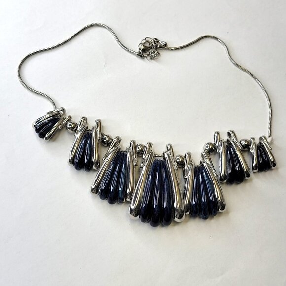 Blue Bib Statement Necklace With Earrings - Picture 2 of 15
